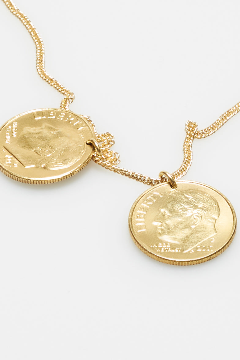 Tony Blanco coin pendant necklace, gold jewelry