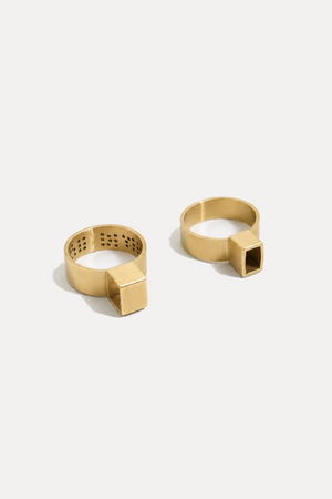 Tony Blanco set of two rings, gold punk jewelry
